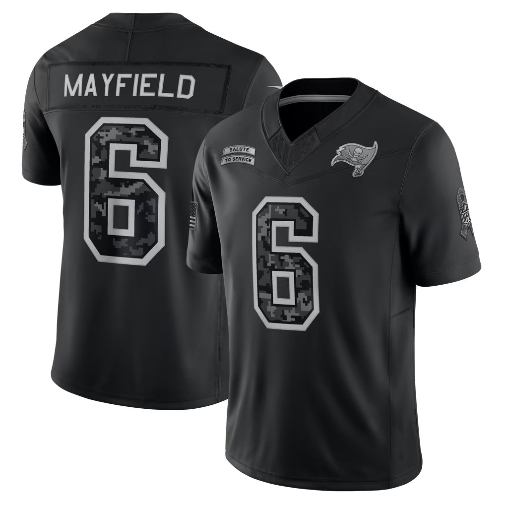 Reast TB.Buccaneers #6 Baker Mayfield Player Black Limited 2026 Salute to Service Home Game Stitched Jerseys