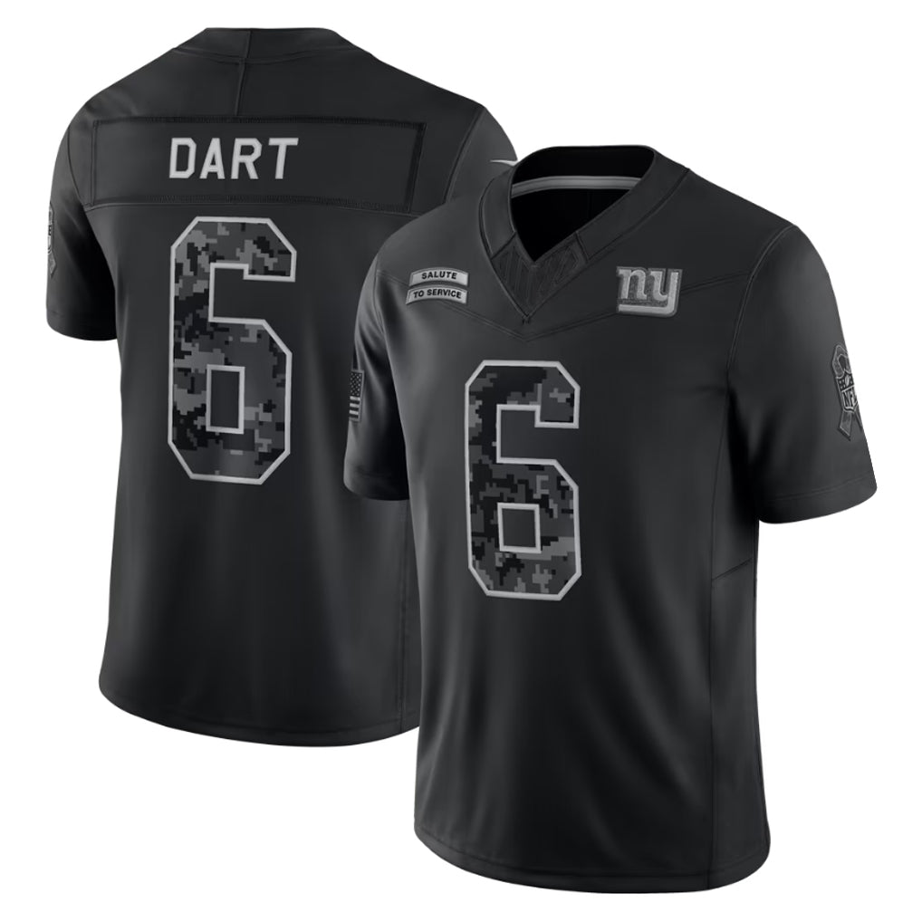 Reast NY.Giants #6 Jaxson Dart Player Black Limited 2026 Salute to Service Home Game Stitched Jerseys