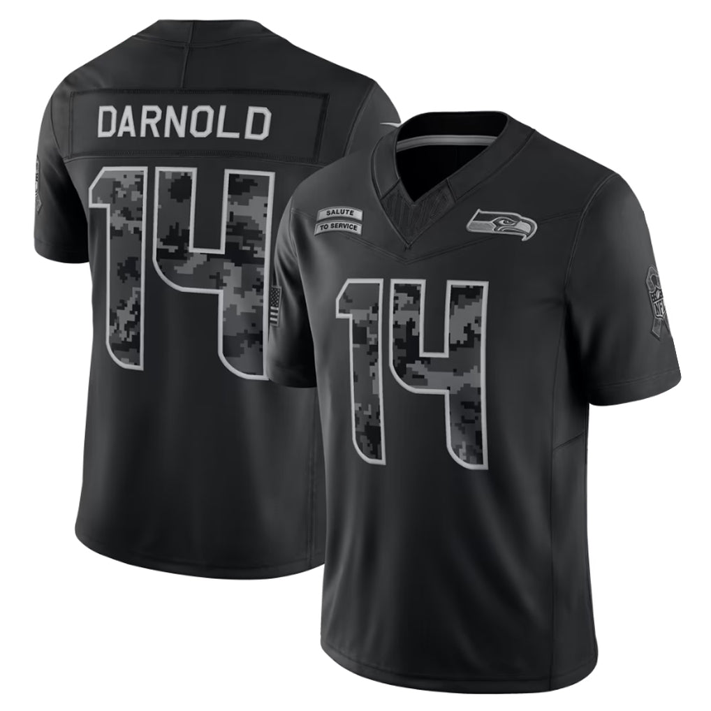 Reast S.Seahawks #14 Sam Darnold Player Black Limited 2026 Salute to Service Home Game Stitched Jerseys