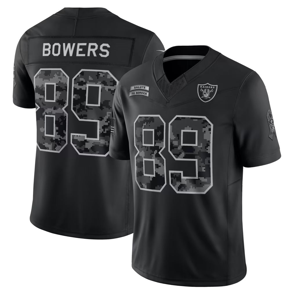 Reast LV.Raiders #89 Brock Bowers Player Black Limited 2026 Salute to Service Home Game Stitched Jerseys