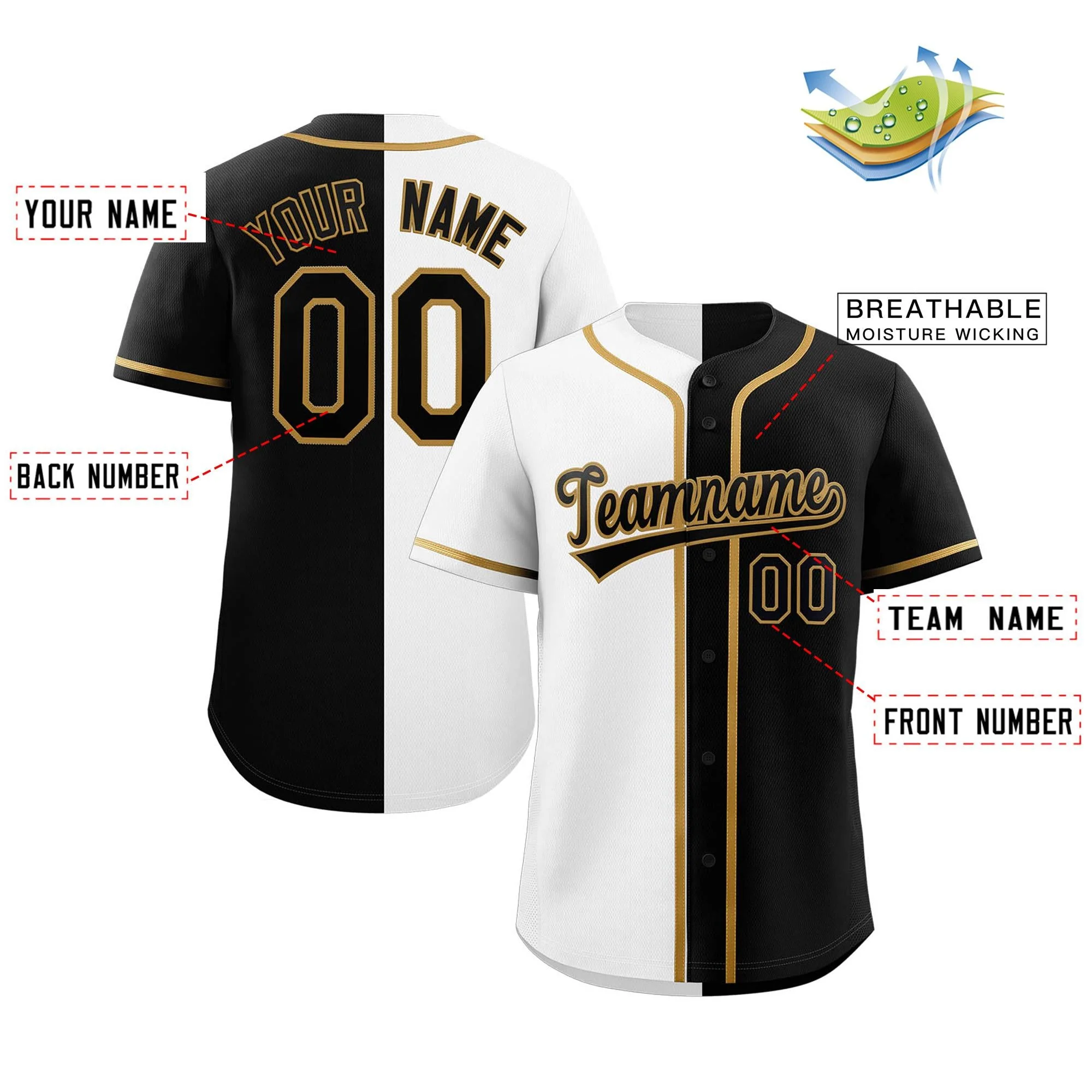 Hcwe Custom Split Button Down Baseball Jersey Personalized Team Sports Uniform for AdultsYouth