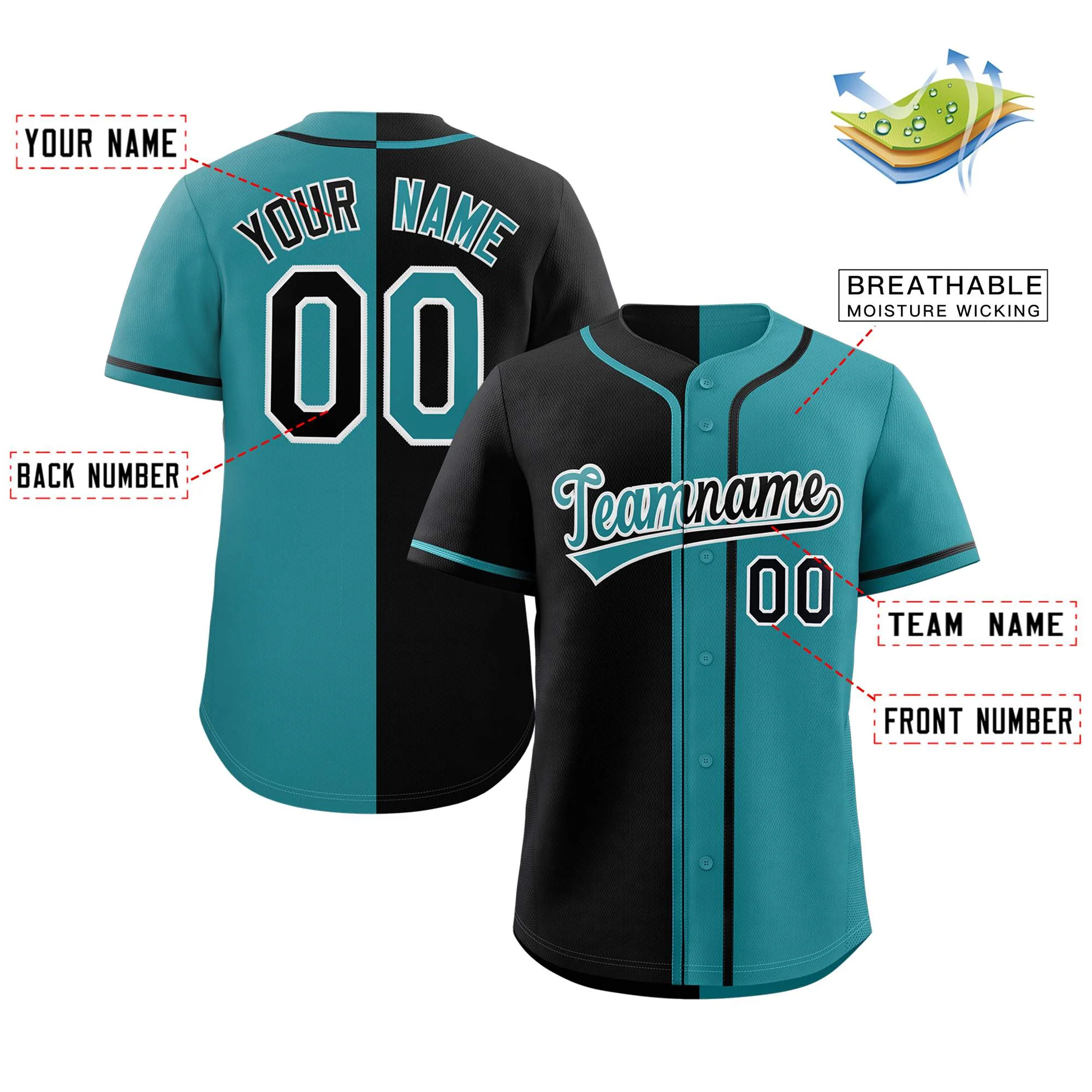 Hcwe Custom Full Button Baseball Jersey Personalized Team Uniform Sports Split Shirts