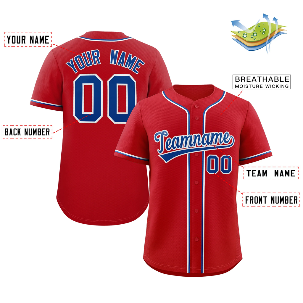 Hcwe Custom Red Royal-White Classic Style Authentic Baseball Jersey