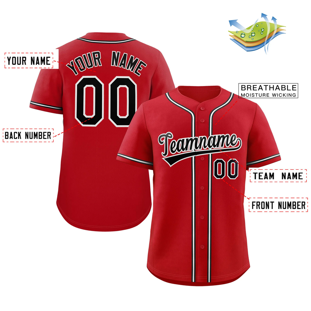 Hcwe Custom Red Black-White Solider Classic Style Authentic Baseball Jersey