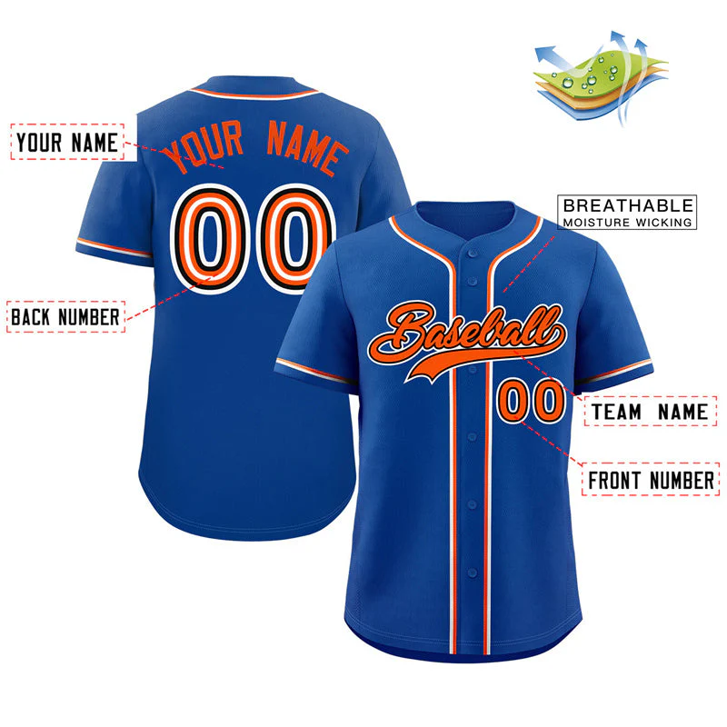 Hcwe Custom Royal Orange-White Classic Style Authentic Baseball Jersey