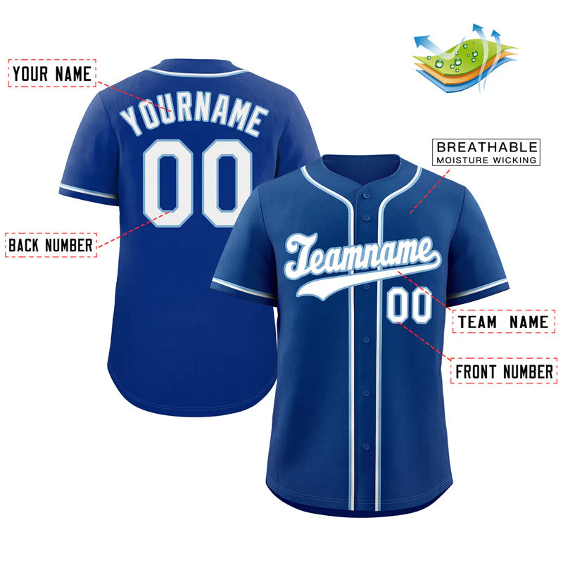 Hcwe Custom Royal White-Light Blue Hook Classic Style Authentic Baseball Jersey