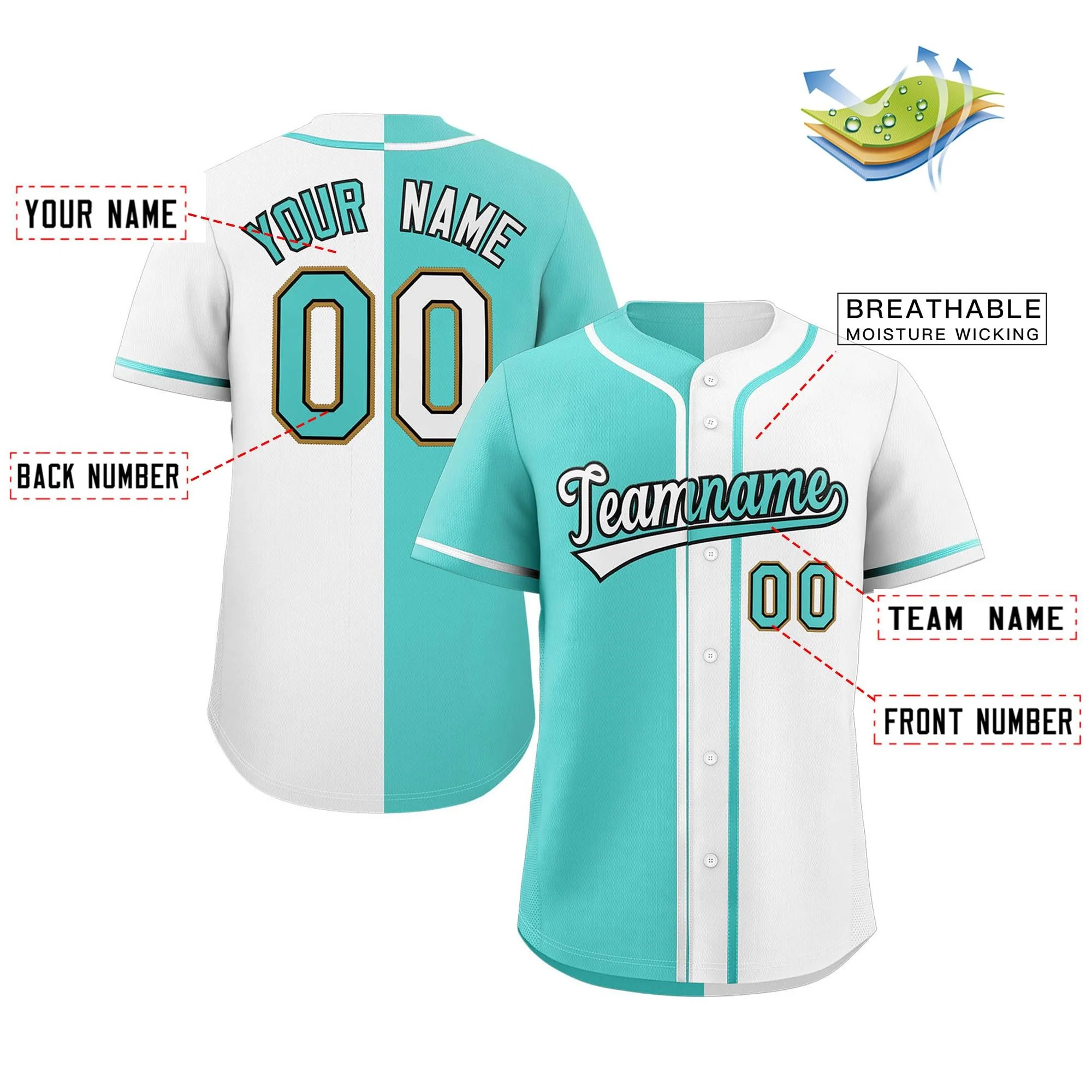 Hcwe Custom Split Baseball Jersey Button Down Stitched Personalized Shirts for AdultsBoy