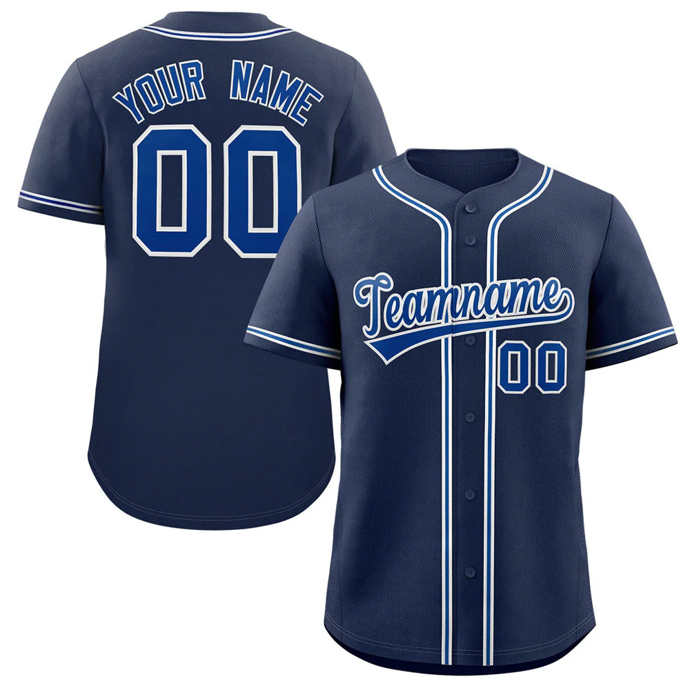 Hcwe Custom Navy Royal-Gray Classic Style Authentic Baseball Jersey