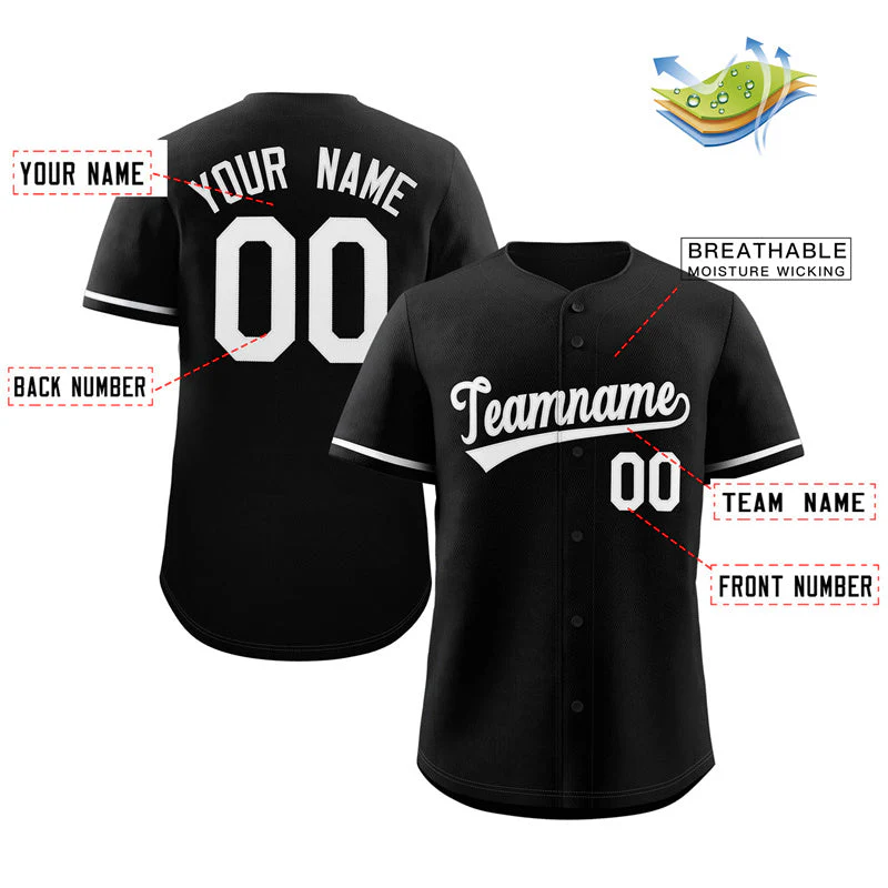 Hcwe Custom Black White Classic Style Authentic Baseball Jersey