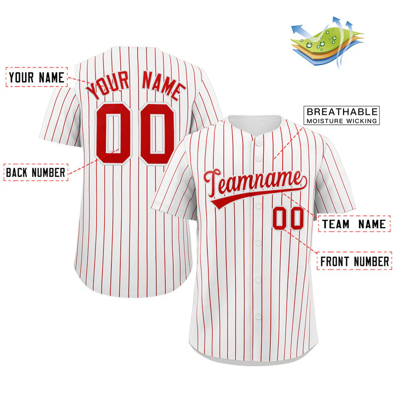 Hcwe Custom White Red Stripe Fashion Authentic Baseball Jersey