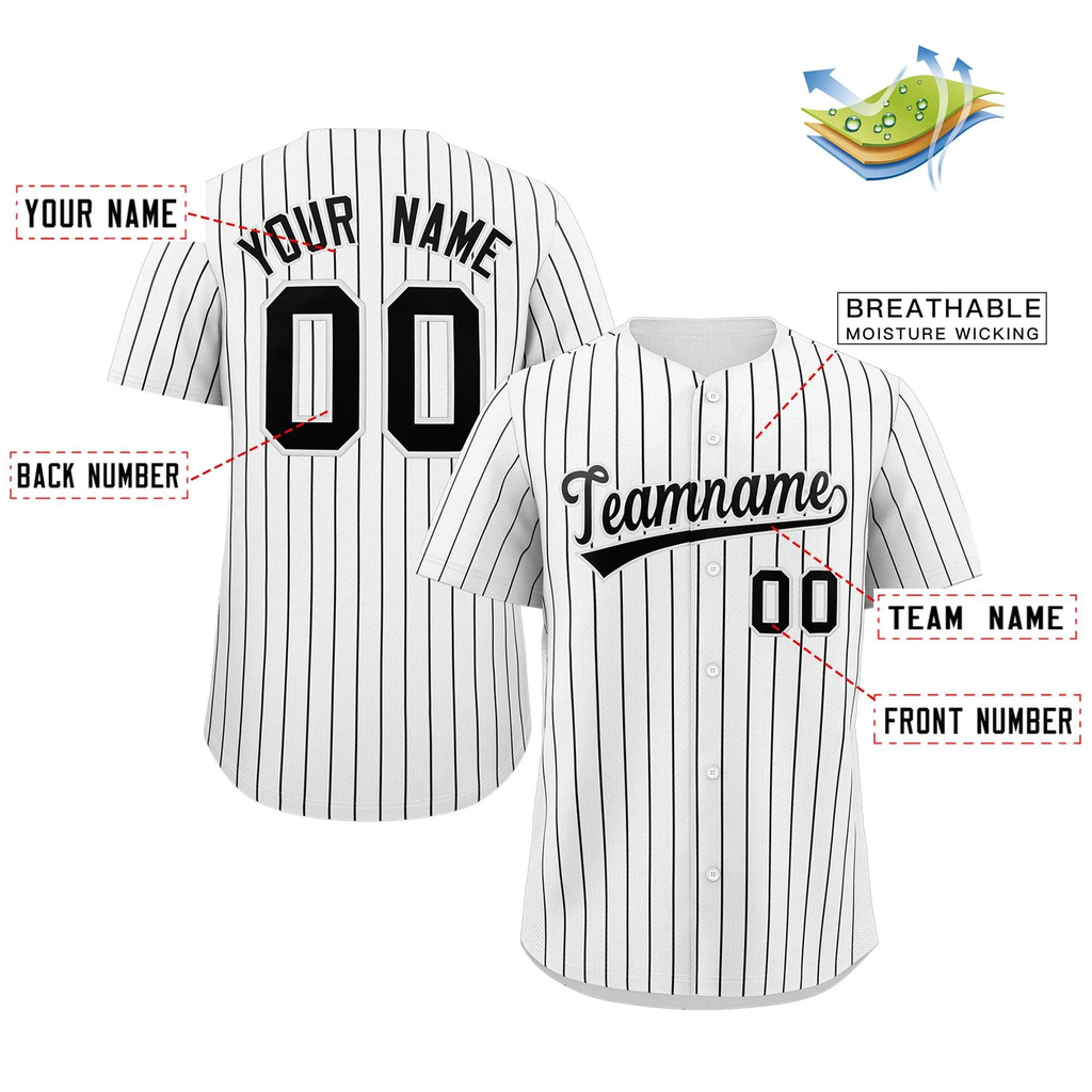 Hcwe Custom Pinstripe Baseball Jersey Button Down Shirt Personalized for AdultsYouth