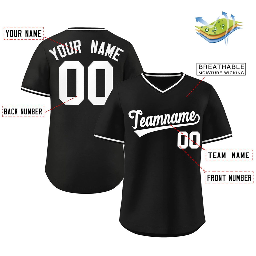 Hcwe Custom Black White Classic Style Outdoor Authentic Pullover Softball Jersey