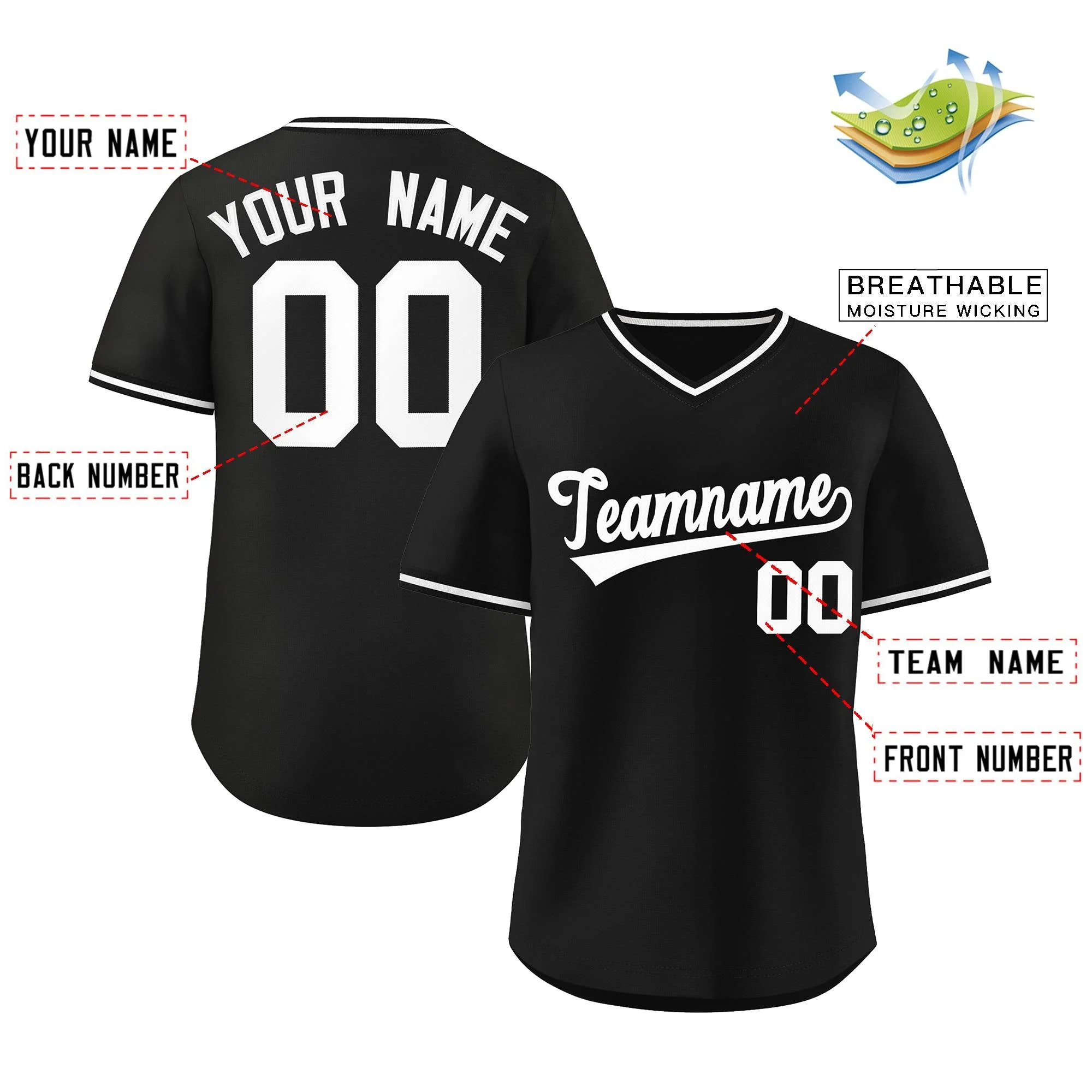 Hcwe Custom Black White Classic Style Outdoor Authentic Pullover Softball Jersey