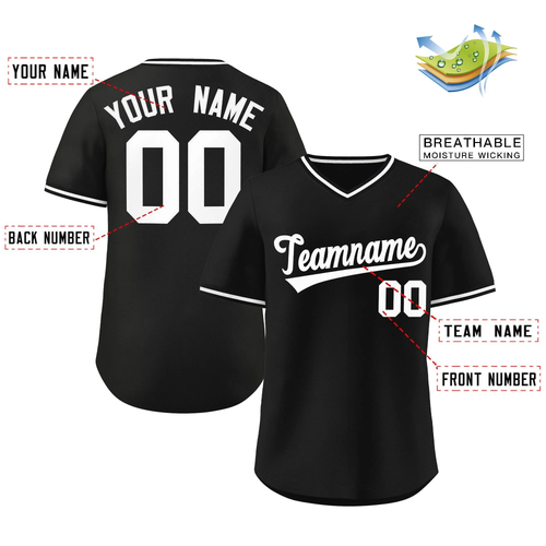Hcwe Custom Black White Classic Style Outdoor Authentic Pullover Softball Jersey