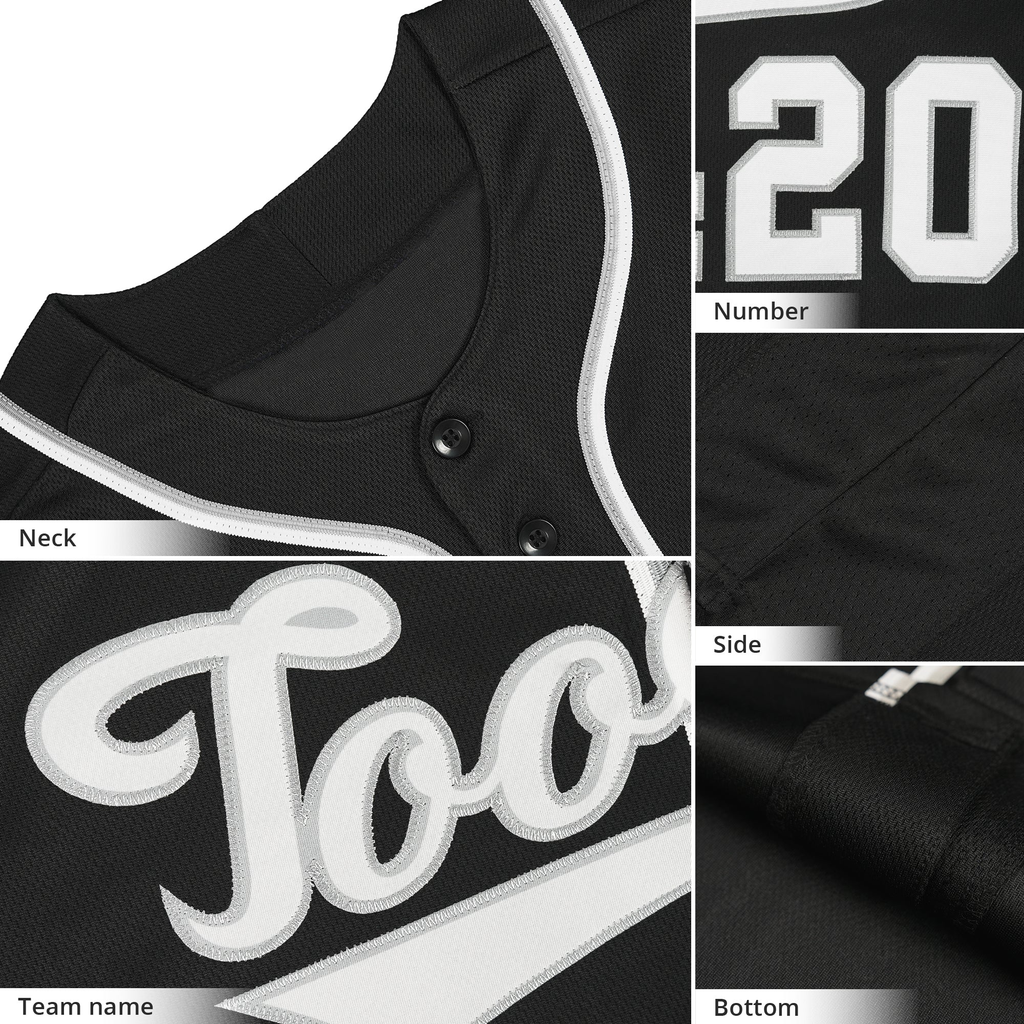 Hcwe Custom Black Gray-White Classic Style Authentic Baseball Jersey