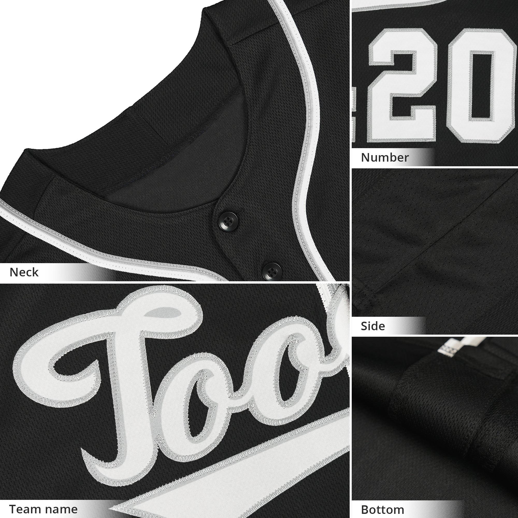 Hcwe Custom Black Gray-White Classic Style Authentic Baseball Jersey