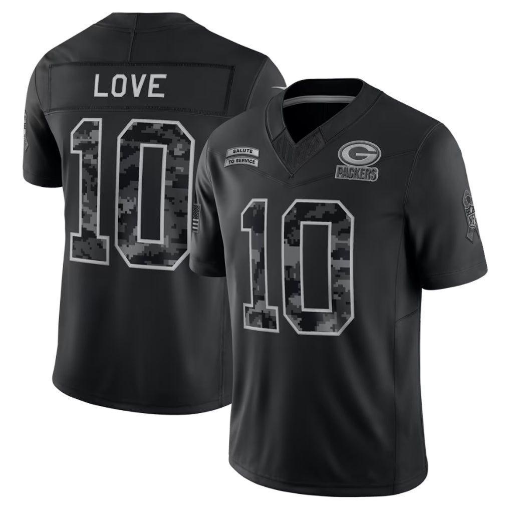 Reast GB.Packers #10 Jordan Love Player Black Limited 2026 Salute to Service Home Game Stitched Jerseys