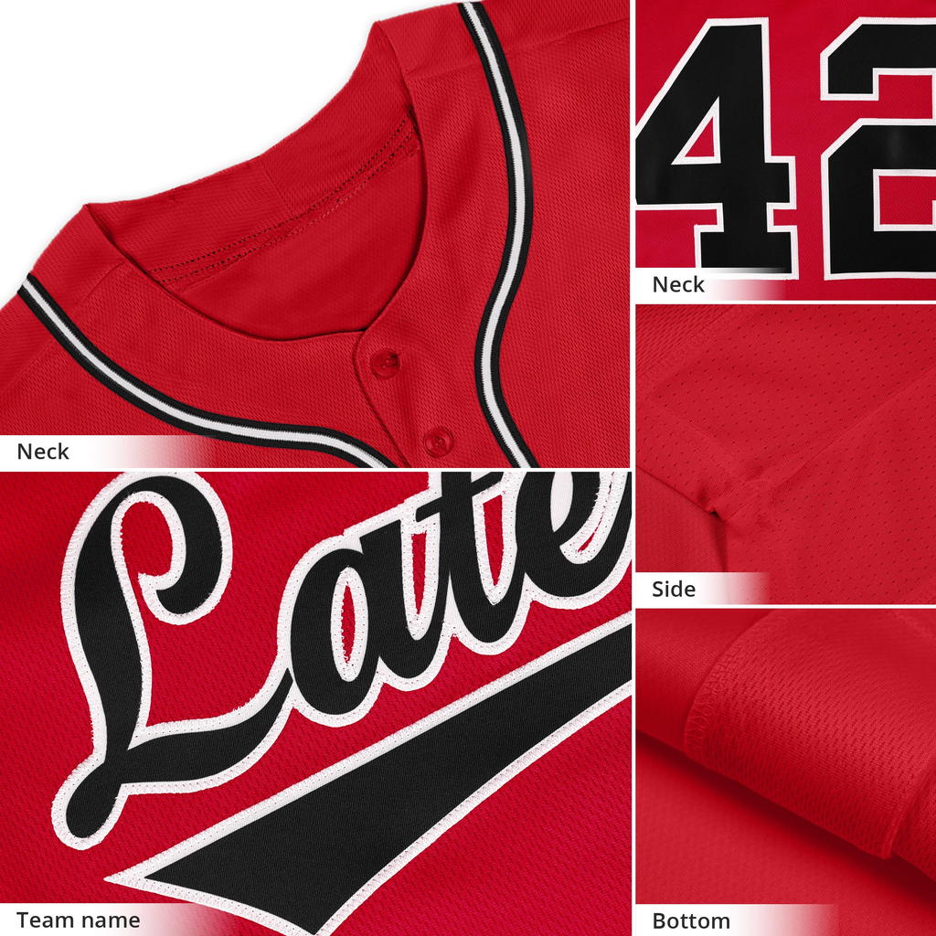 Hcwe Custom Red Black-White Solider Classic Style Authentic Baseball Jersey