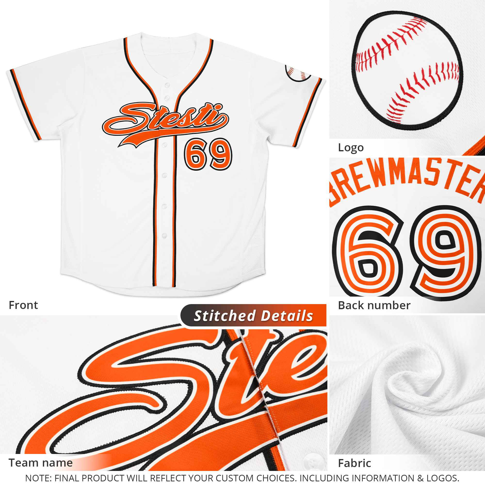 Hcwe Custom Royal Orange-White Classic Style Authentic Baseball Jersey
