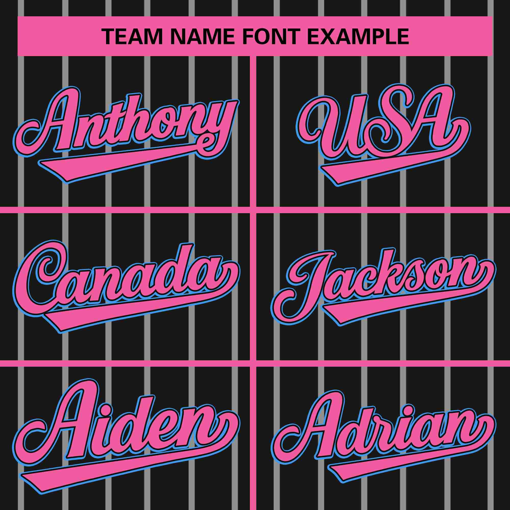 Hcwe Custom Black Pink-Gray Stripe Fashion Design Full Button Authentic Baseball Jersey