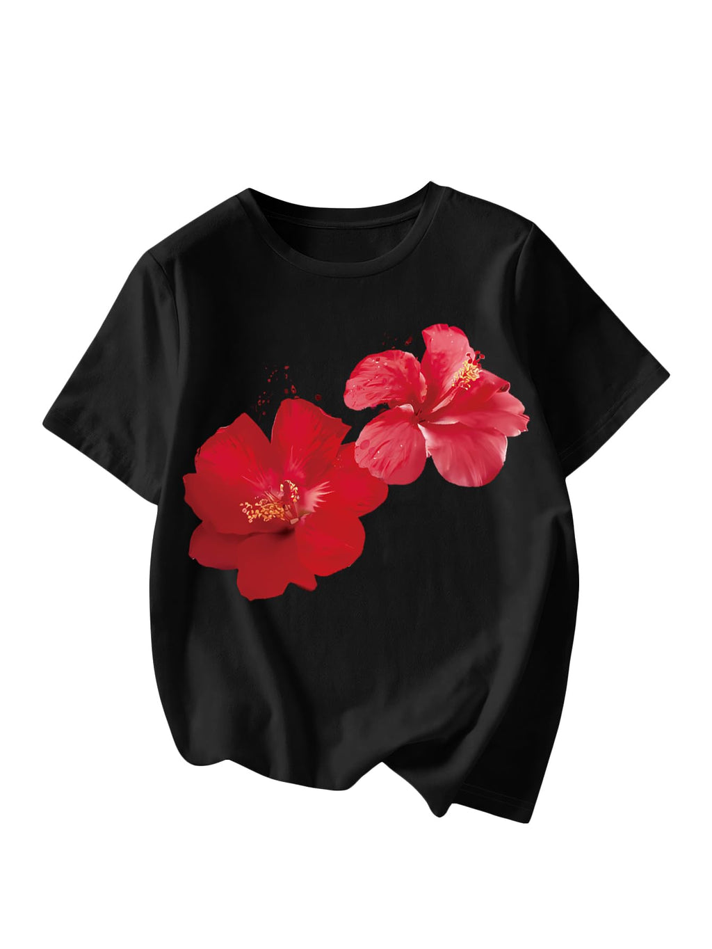 RoseSeek Women's Graphic Letter Tee Crew Neck Trendy Summer Vintage T Shirt | Drop Shoulder, Short Sleeve Car Print Top, Graphic Tees for Women, Y2k Vintage Tshirts