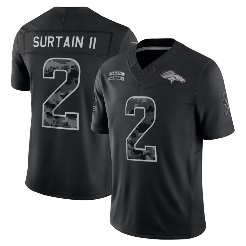 Reast D.Broncos #2 Patrick Surtain II Player Black Limited 2026 Salute to Service Home Game Stitched Jerseys