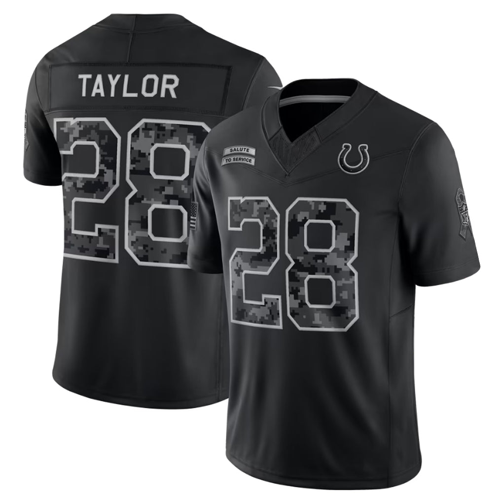 Reast IN.Colts #28 Jonathan Taylor Player Black Limited 2026 Salute to Service Home Game Stitched Jerseys
