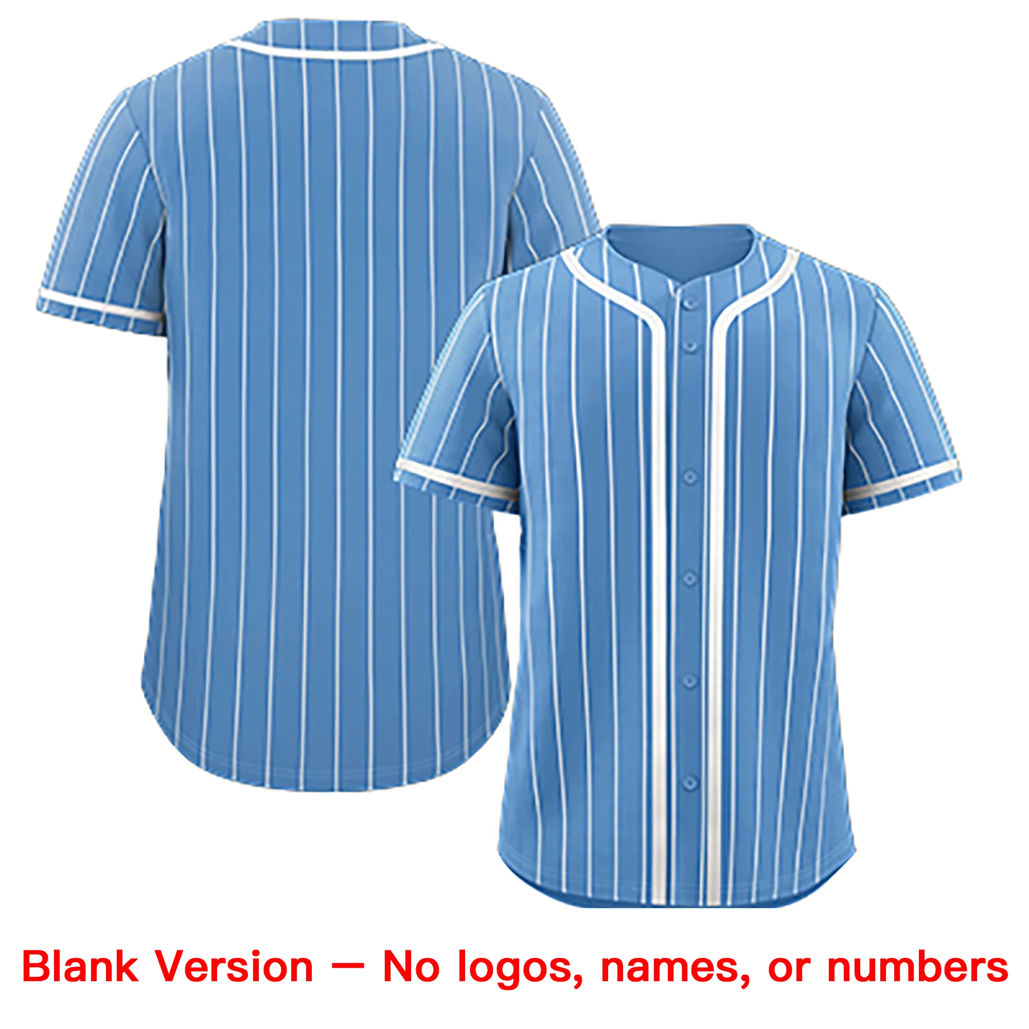Hcwe Custom Light Blue White Stripe Fashion Design Full Button Authentic Baseball Jersey