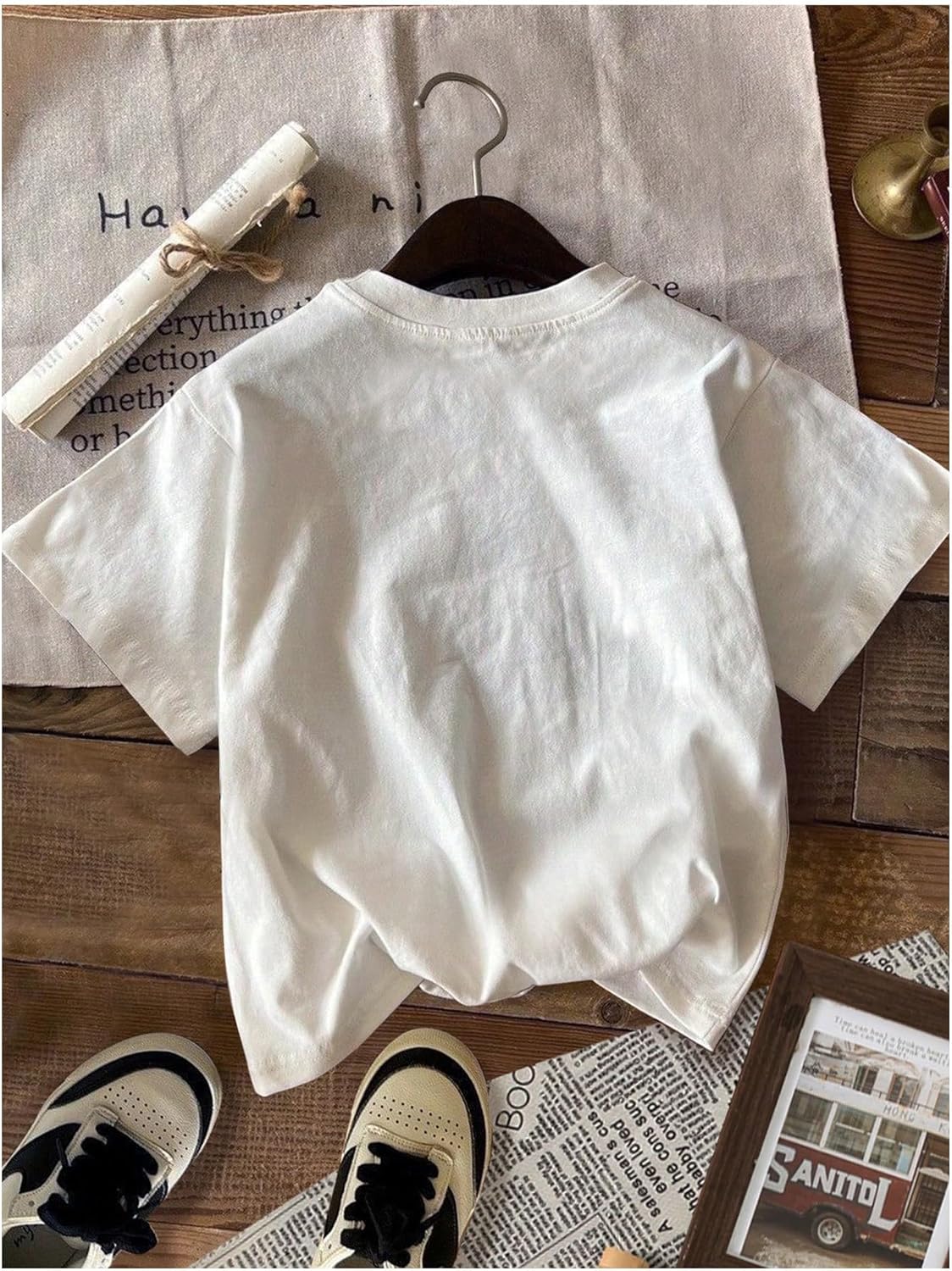 RoseSeek Women's Graphic Letter Tee Crew Neck Trendy Summer Vintage T Shirt | Drop Shoulder, Short Sleeve Car Print Top, Graphic Tees for Women, Y2k Vintage Tshirts