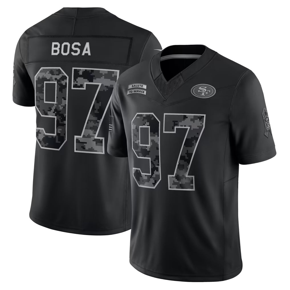 Reast SF.49ers #97 Nick Bosa Player Black Limited 2026 Salute to Service Home Game Stitched Jerseys