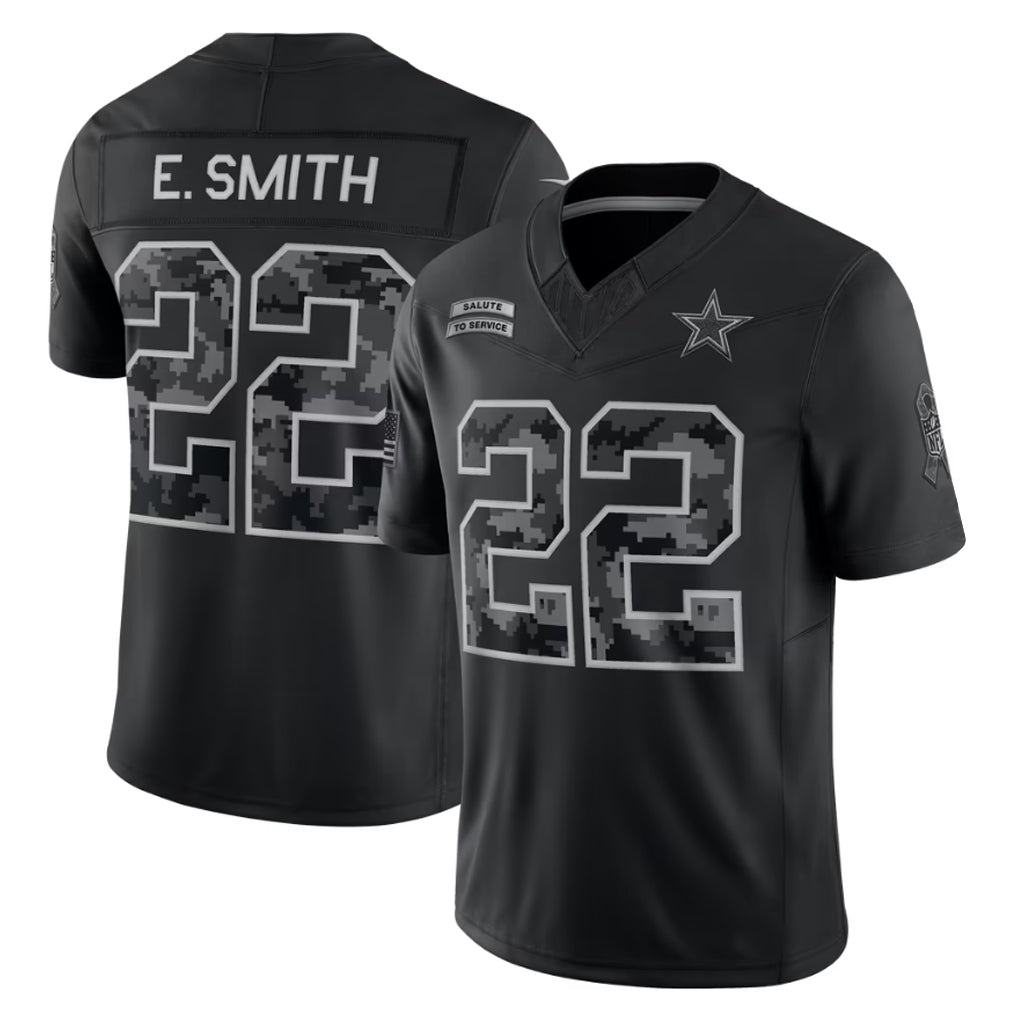 Reast D.Cowboys #22 Emmitt Smith Player Black Limited 2026 Salute to Service Home Game Stitched Jerseys
