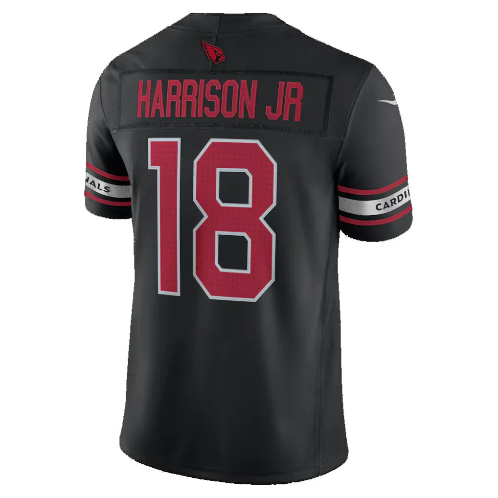 A.Cardinals #18 Marvin Harrison Jr. Black Alternate Vapor F.U.S.E. Stitched Limited Jersey