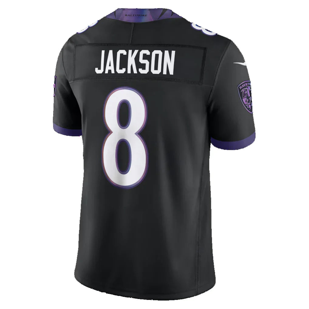 B.Ravens #8 Lamar Jackson Black Alternate Alternate Vapor F.U.S.E. Stitched Limited Jersey