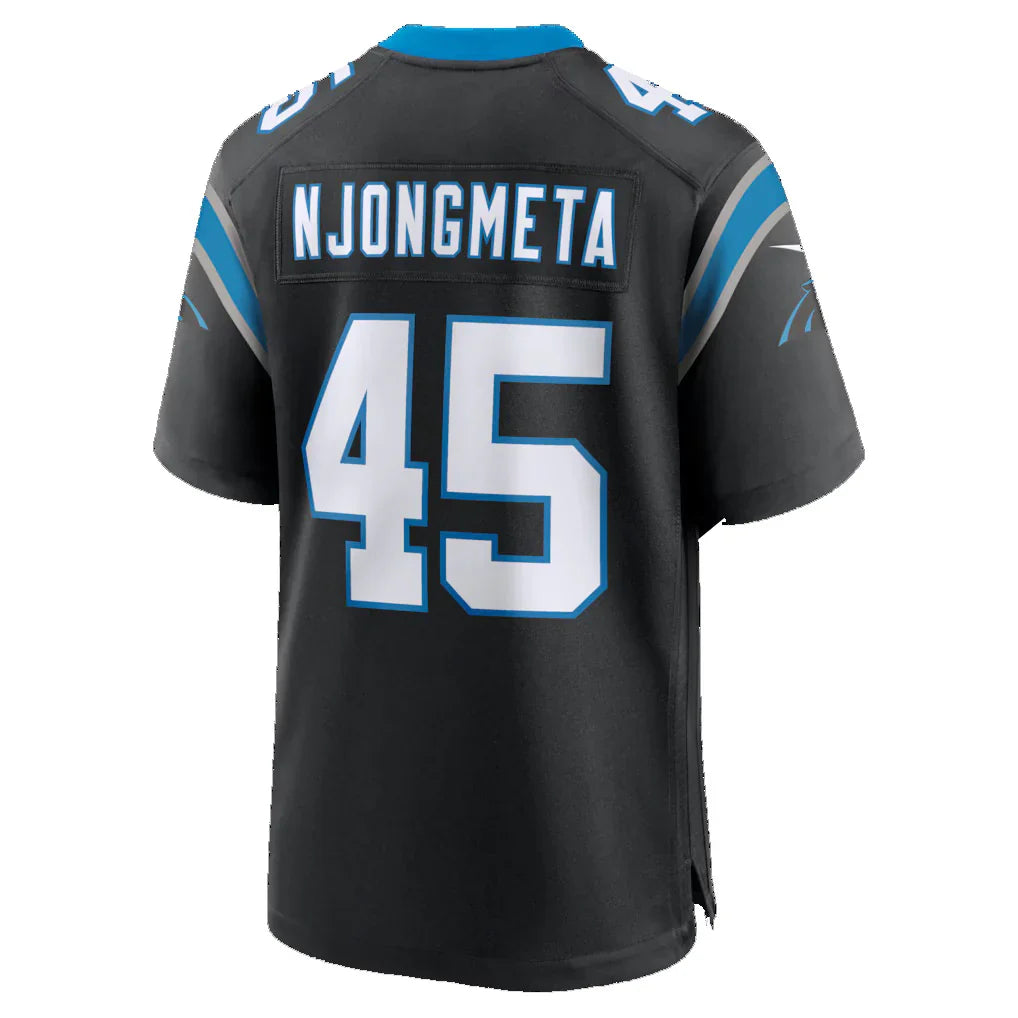 C.Panthers #45 Maema Njongmeta Black Game Jersey