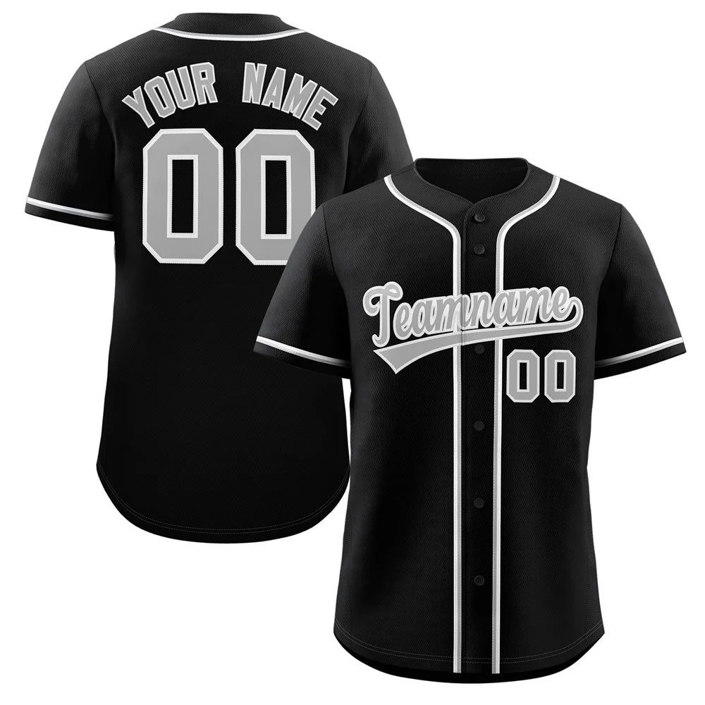 Hcwe Custom Black Gray-White Classic Style Authentic Baseball Jersey