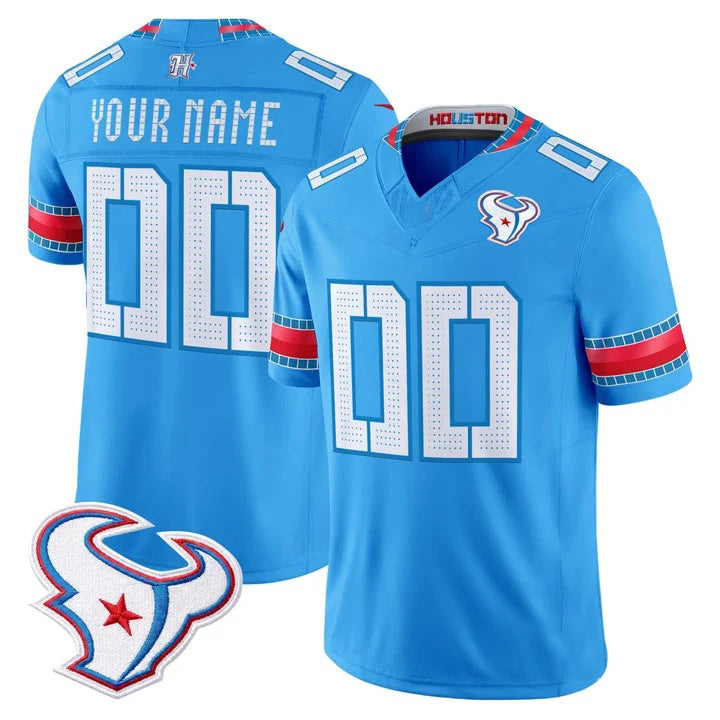 Reast Custom H.Texans Rivalries Blue Jersey - All Stitched