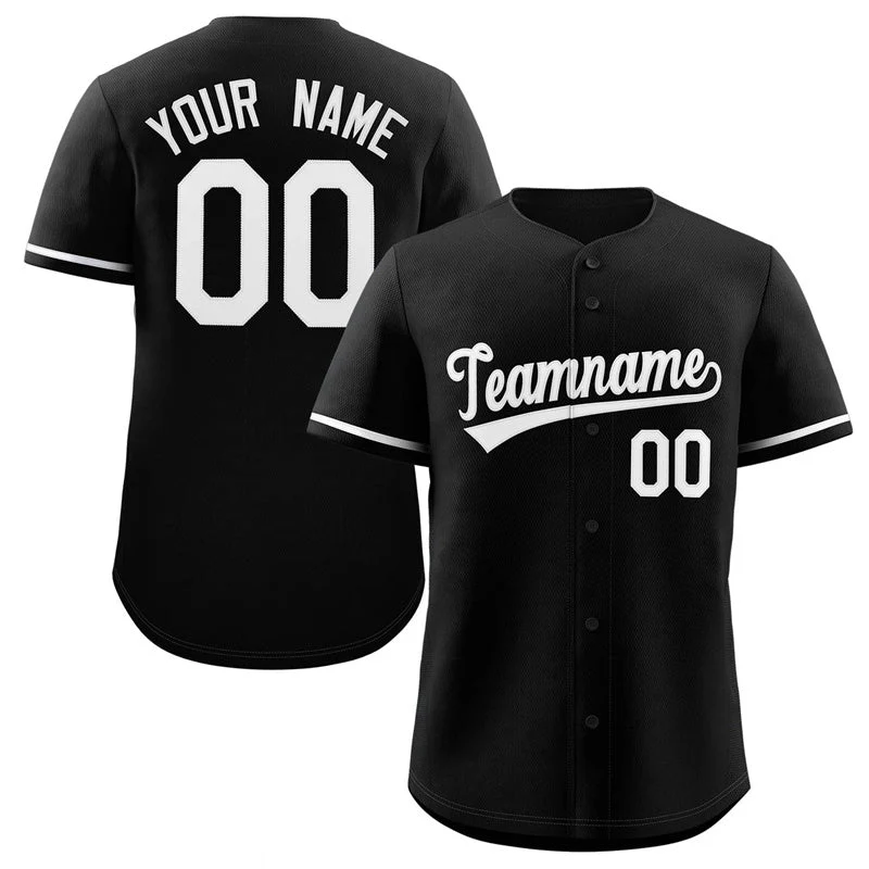Hcwe Custom Black White Classic Style Authentic Baseball Jersey
