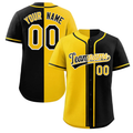 Hcwe Custom Black Yellow-White Hook Split Fashion Authentic Baseball Jersey