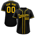 Hcwe Custom Black Yellow Classic Style Authentic Baseball Jersey