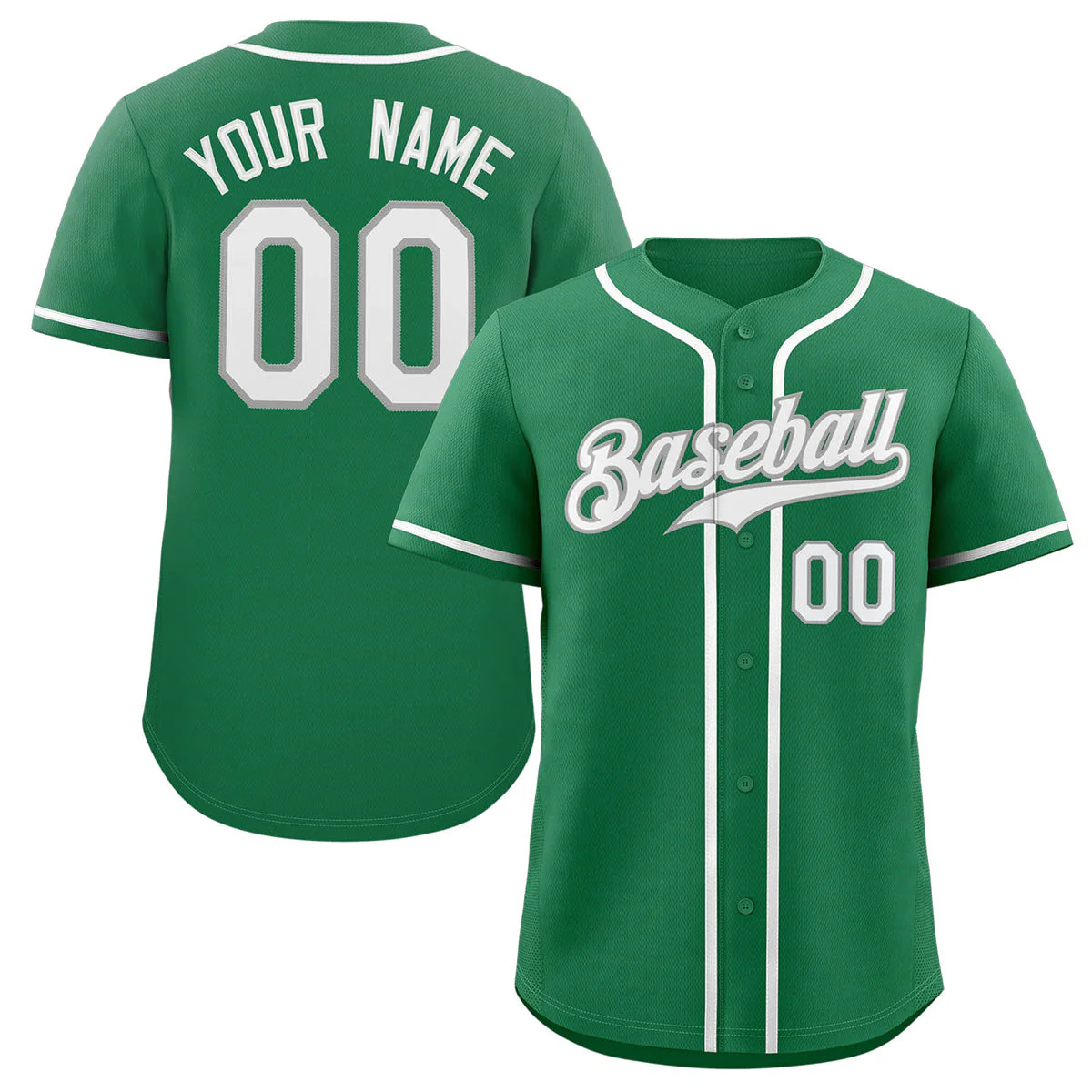 Hcwe Custom Kelly Green White-Gray Classic Style Authentic Baseball Jersey