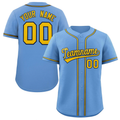 Hcwe Custom Light Blue Gold-Navy Classic Style Authentic Baseball Jersey