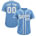 Hcwe Custom Light Blue White Stripe Fashion Design Full Button Authentic Baseball Jersey