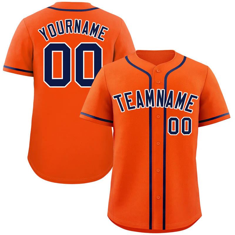 Hcwe Custom Orange Navy-White Bull Classic Style Authentic Baseball Jersey