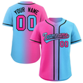 Hcwe Custom Pink Blue-Black Gradient Fashion Authentic Baseball Jersey