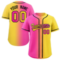 Hcwe Custom Pink Yellow-Black Gradient Fashion Authentic Baseball Jersey