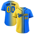 Hcwe Custom Powder Blue Gold-Black Gradient Fashion Authentic Baseball Jersey