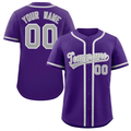 Hcwe Custom Purple Gray-White Classic Style Authentic Baseball Jersey
