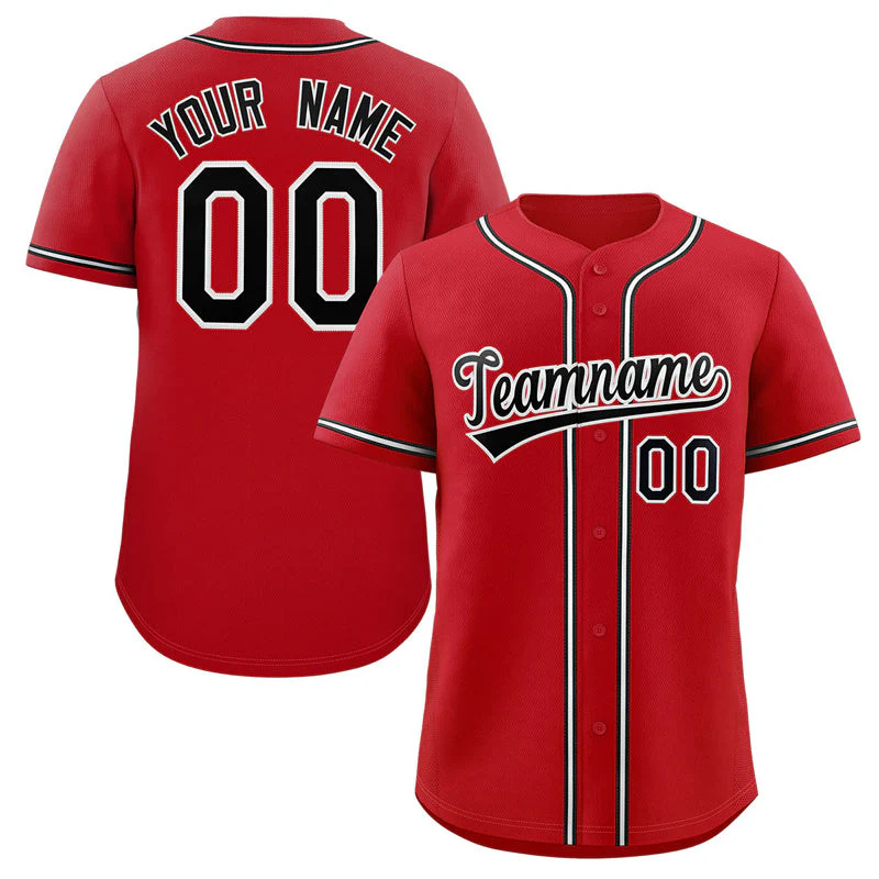 Hcwe Custom Red Black-White Solider Classic Style Authentic Baseball Jersey