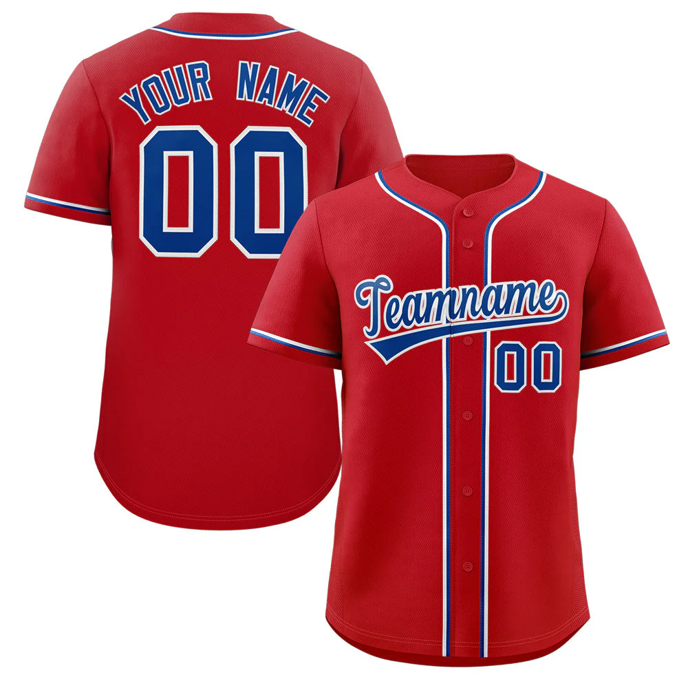 Hcwe Custom Red Royal-White Classic Style Authentic Baseball Jersey