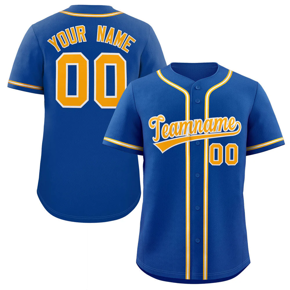 Hcwe Custom Royal Gold-White Classic Style Authentic Baseball Jersey